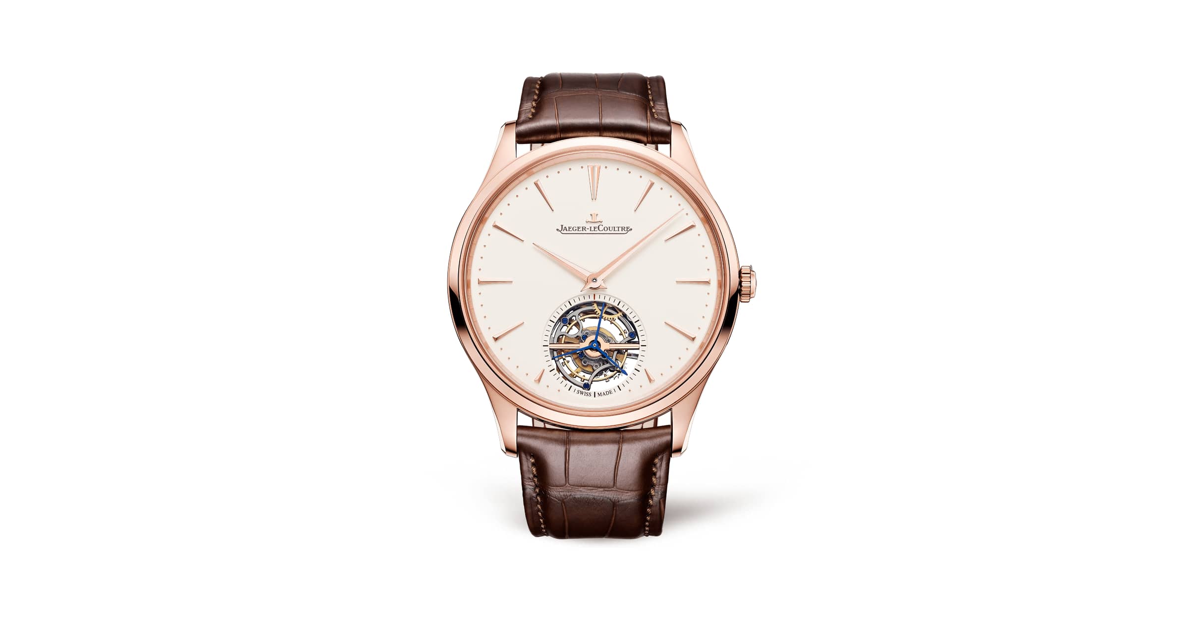 マスター ウルトラスリム トゥールビヨンピンクゴールドメンズウォッチ自動巻き ジャガー ルクルト